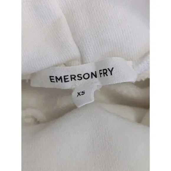 Emerson Fry Sweatshirt Raw Edge White Turtleneck XS Minimalist Crop Luxe Top - Picture 5 of 10